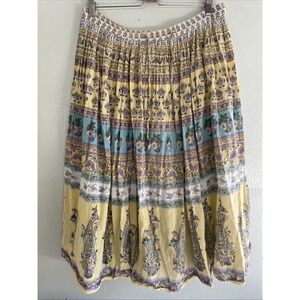 La Cera Midi Skirt Size M Floral Hippie Boho Festival Pullon Flowy Paisley
